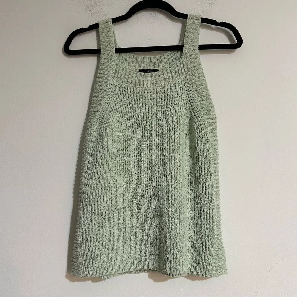 J. Crew Ribbed Sweater Tank Top Square Neck Mint Green Small